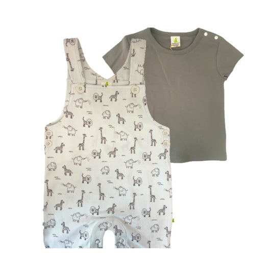 Zoo Animals Overalls with Short Sleeve Tee