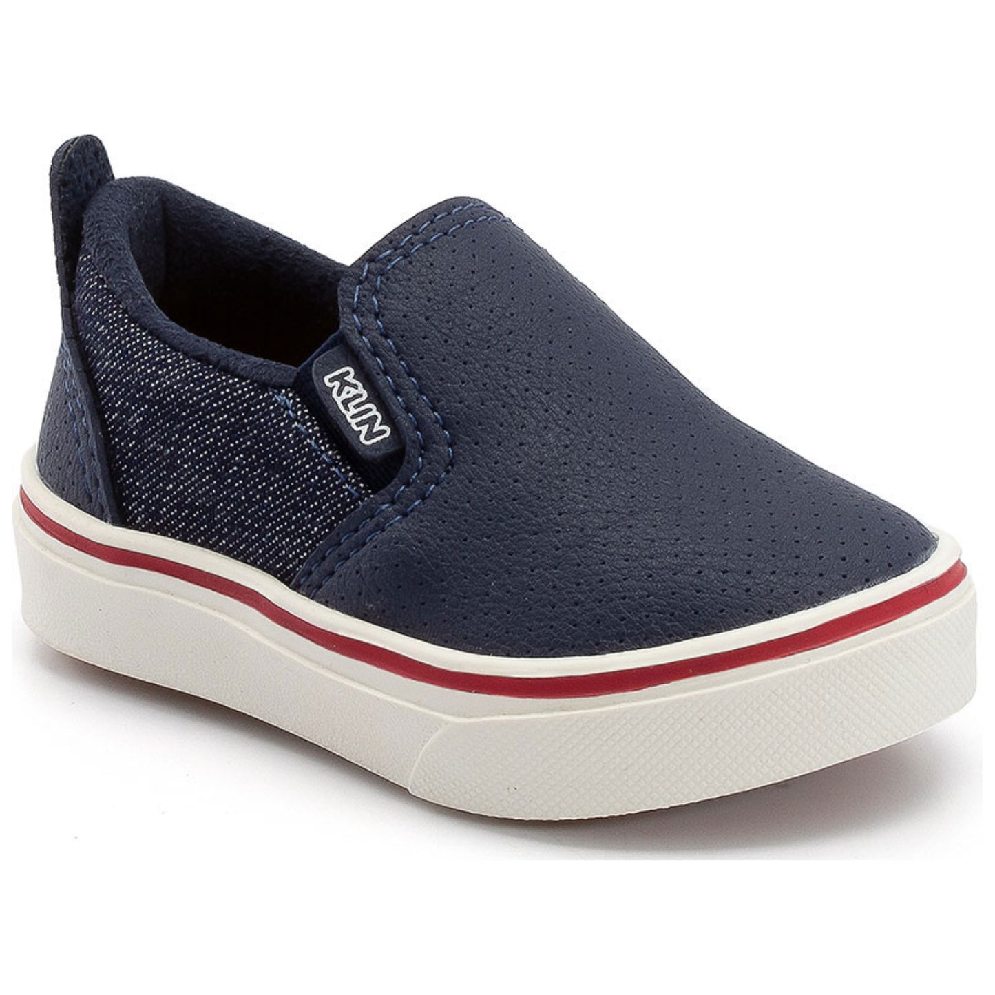 klin slip on shoe denim and red kids 