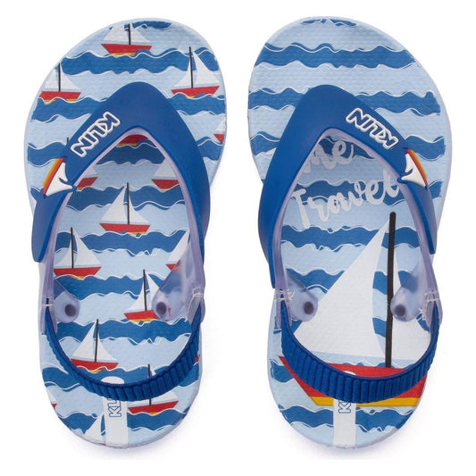 klin kids blue jandal with heel strap