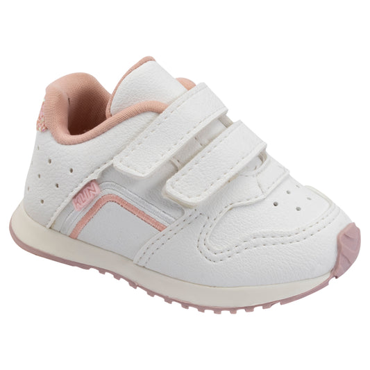 klin girls pink and white velcro sneaker