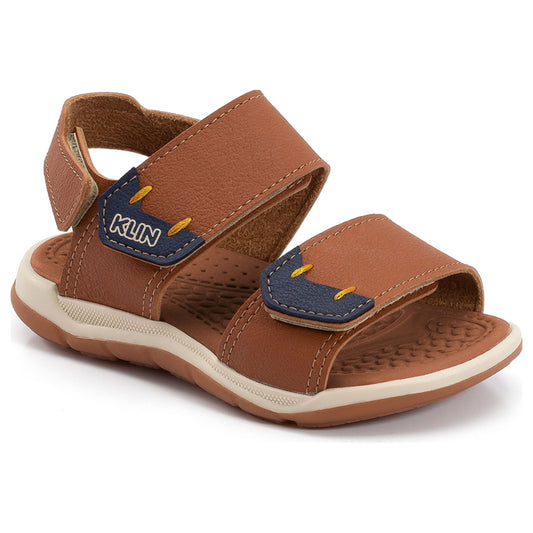 klin kids sandal - caramel and navy comfortable with velcro straps