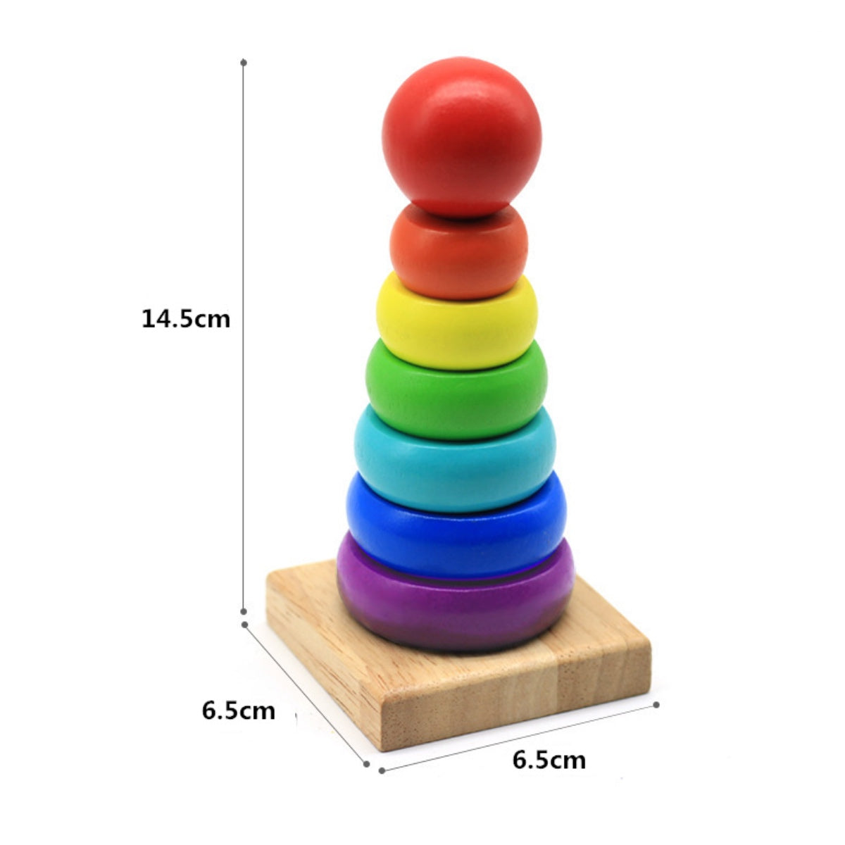 Wooden Rainbow Tower -  Blue