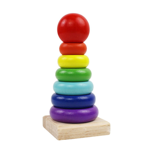 Wooden Rainbow Tower -  Blue