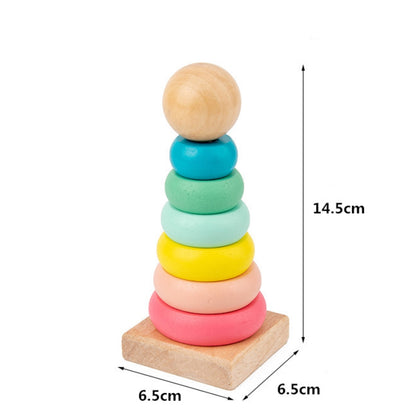 Wooden Rainbow Tower -  Pink