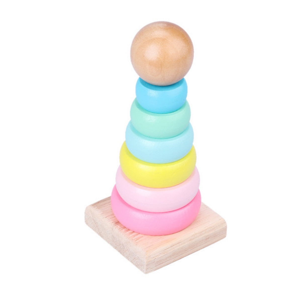 Wooden Rainbow Tower -  Pink