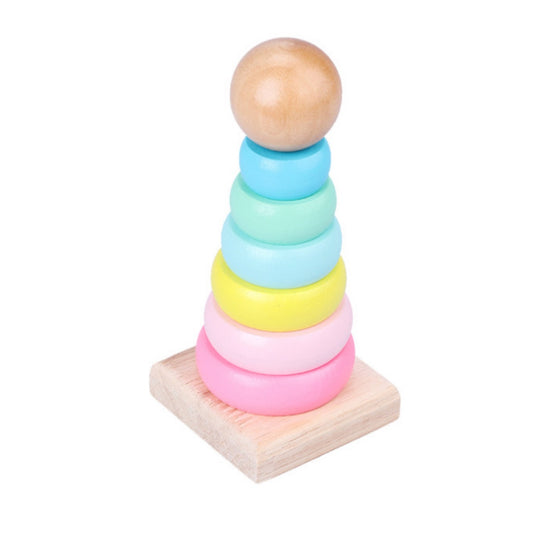 Wooden Rainbow Tower -  Pink