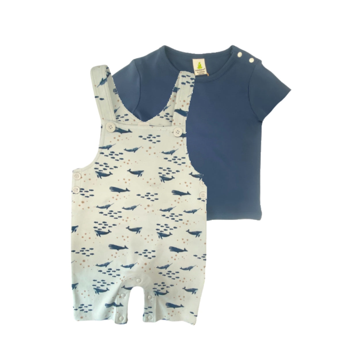 Whale Overalls with Short Sleeve Tee