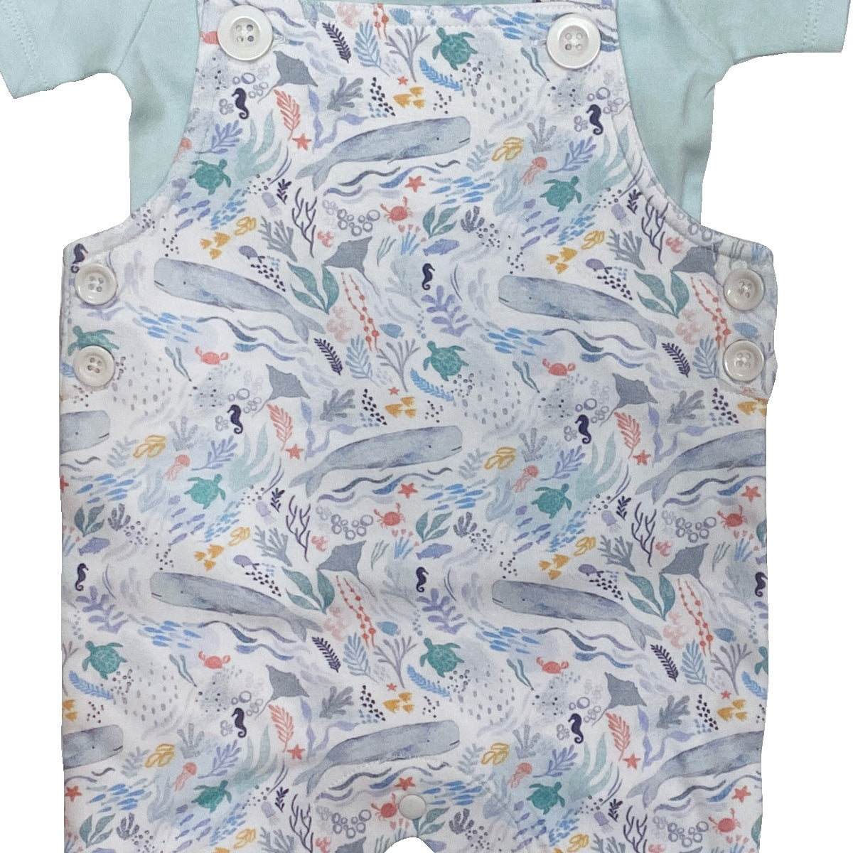 Ocean Life Overalls with Short Sleeve  Tee