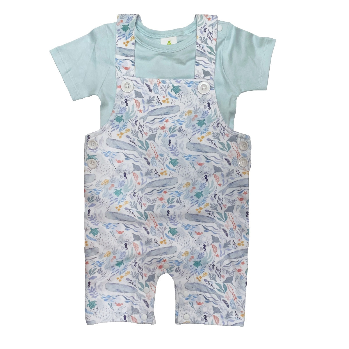 Ocean Life Overalls with Short Sleeve  Tee