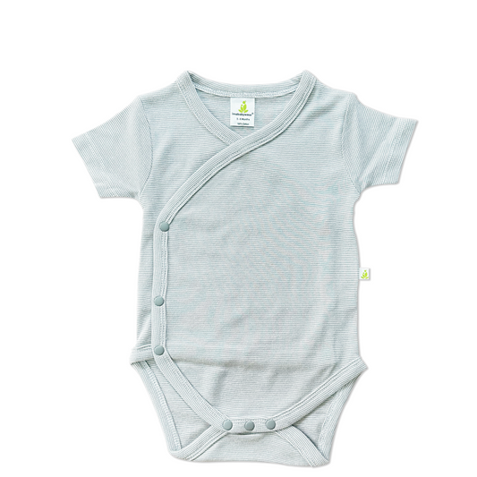 Steel Grey Stripes Short Sleeve Kimono Bodysuit