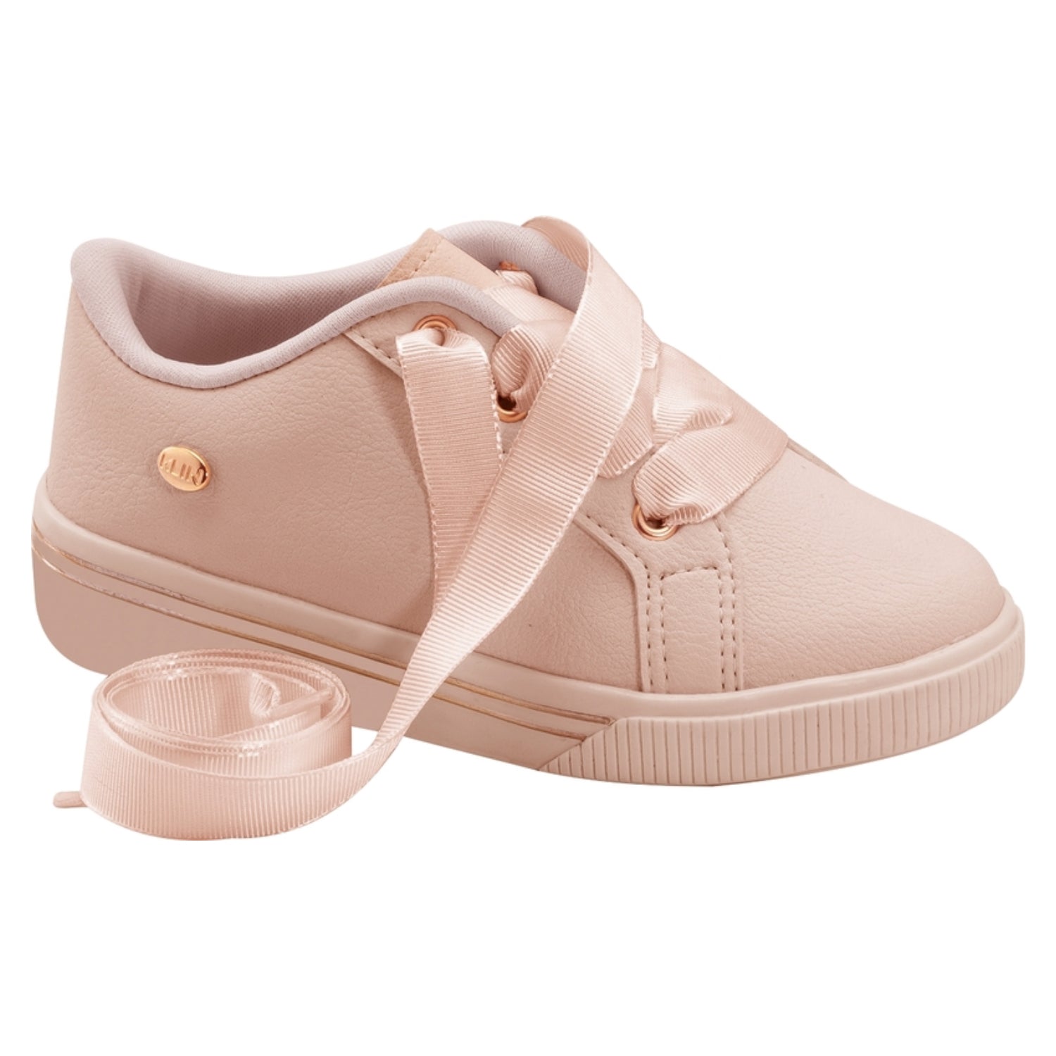 klin girls pink sneaker with ribbon